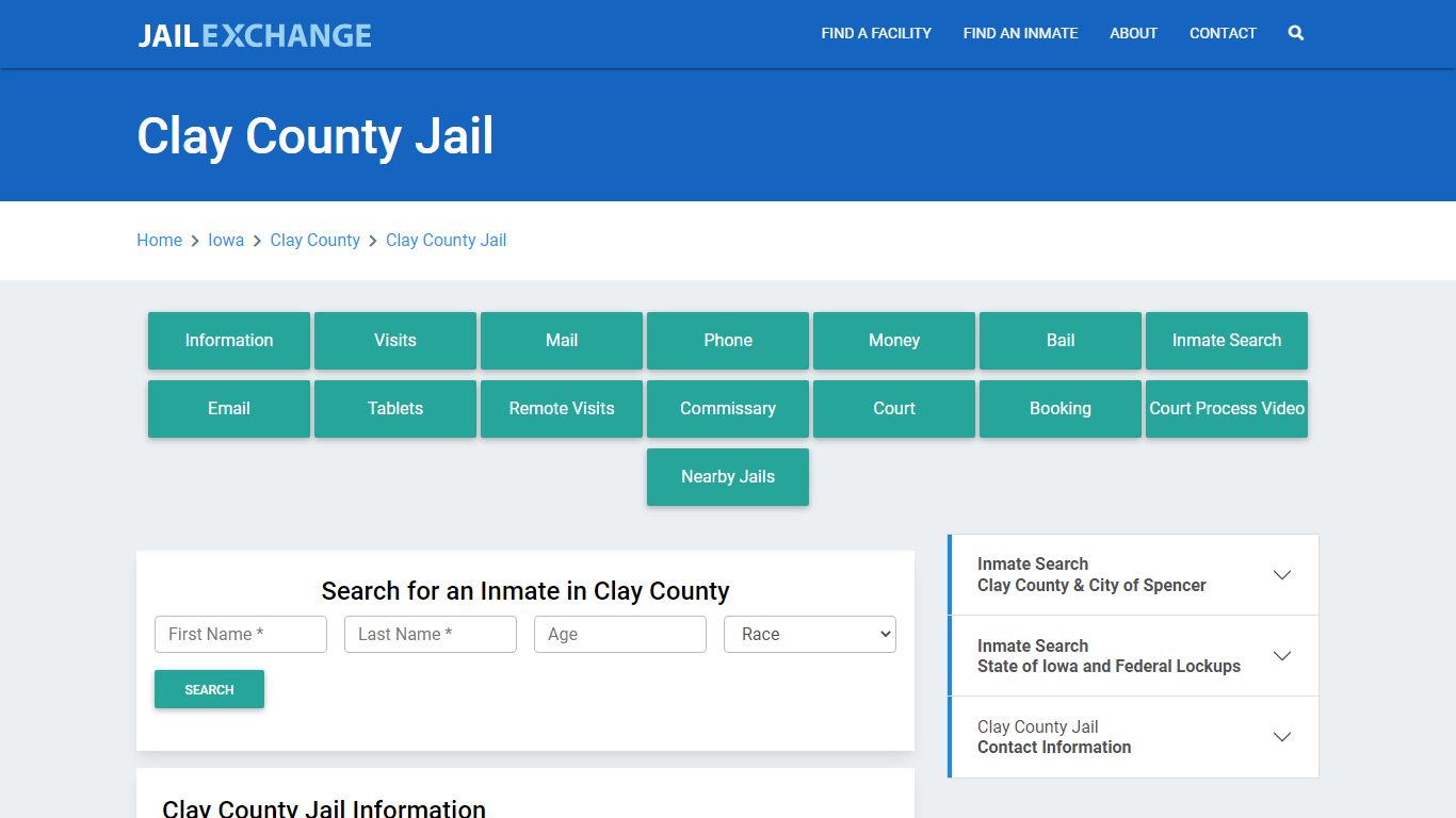 Clay County Jail Roster Lookup, IA, Inmate Search - Jail Exchange